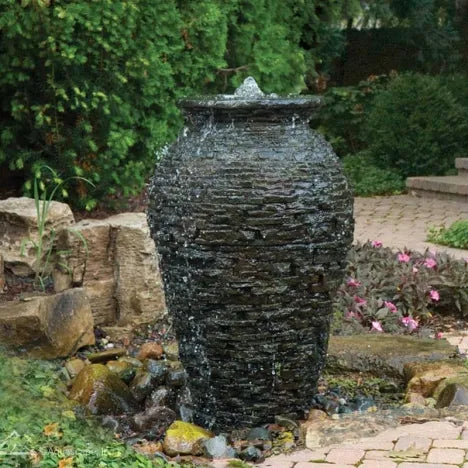 Stacked Slate Urn - 33.5" H (85 cm)