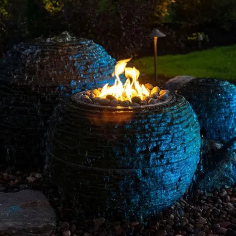 Fire And Water Stacked Slate Sphere - 32" Dia (81 cm)